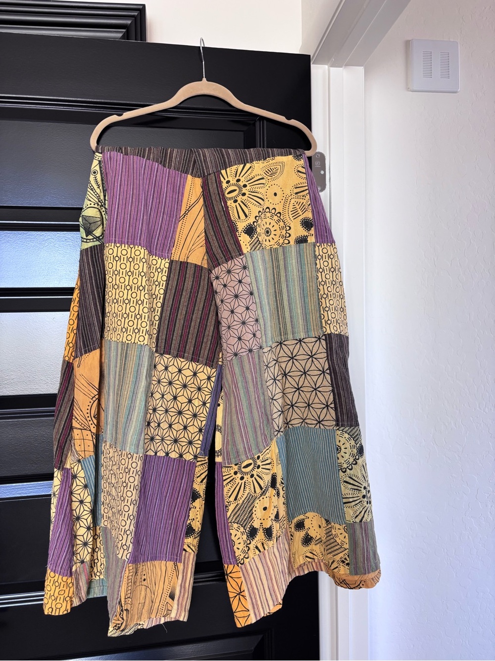 Jayli Patchwork Maxi Skirt in Yellow, Purple & Green